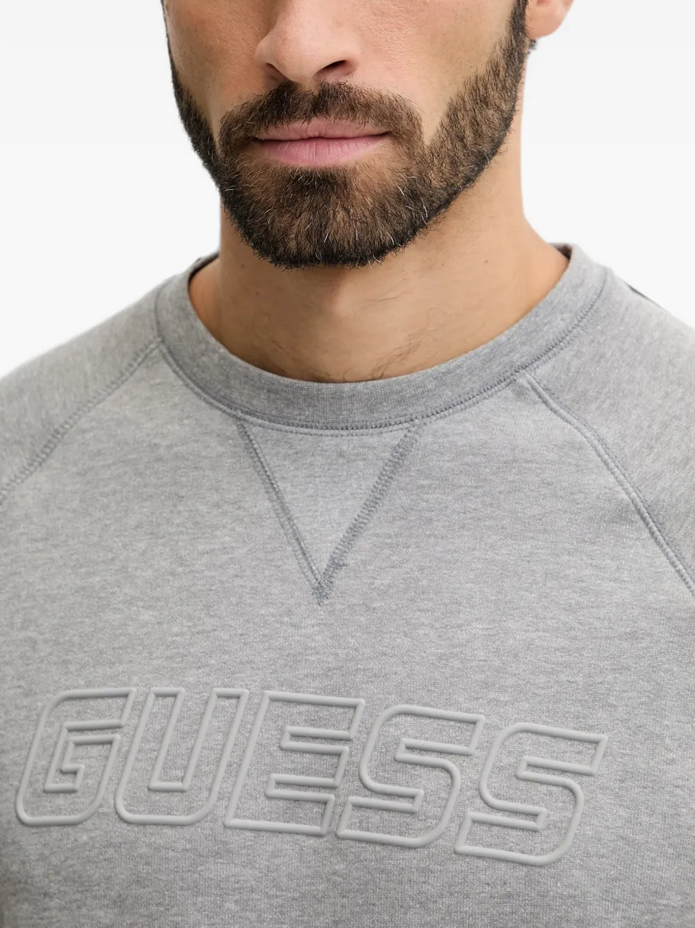 GUESS USA Trui met raglan mouwen en logo-reliëf Grijs