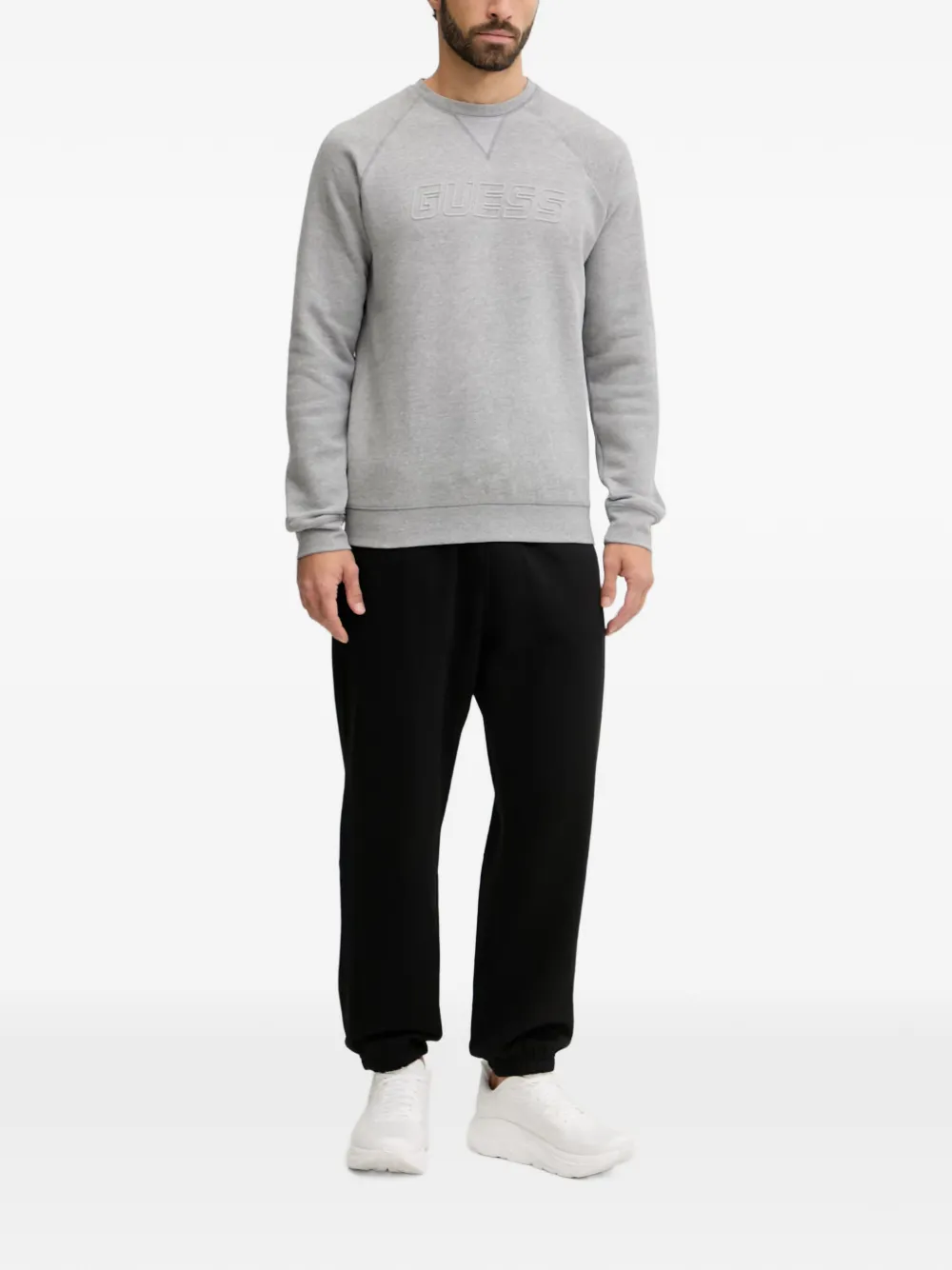 GUESS USA Trui met raglan mouwen en logo-reliëf Grijs