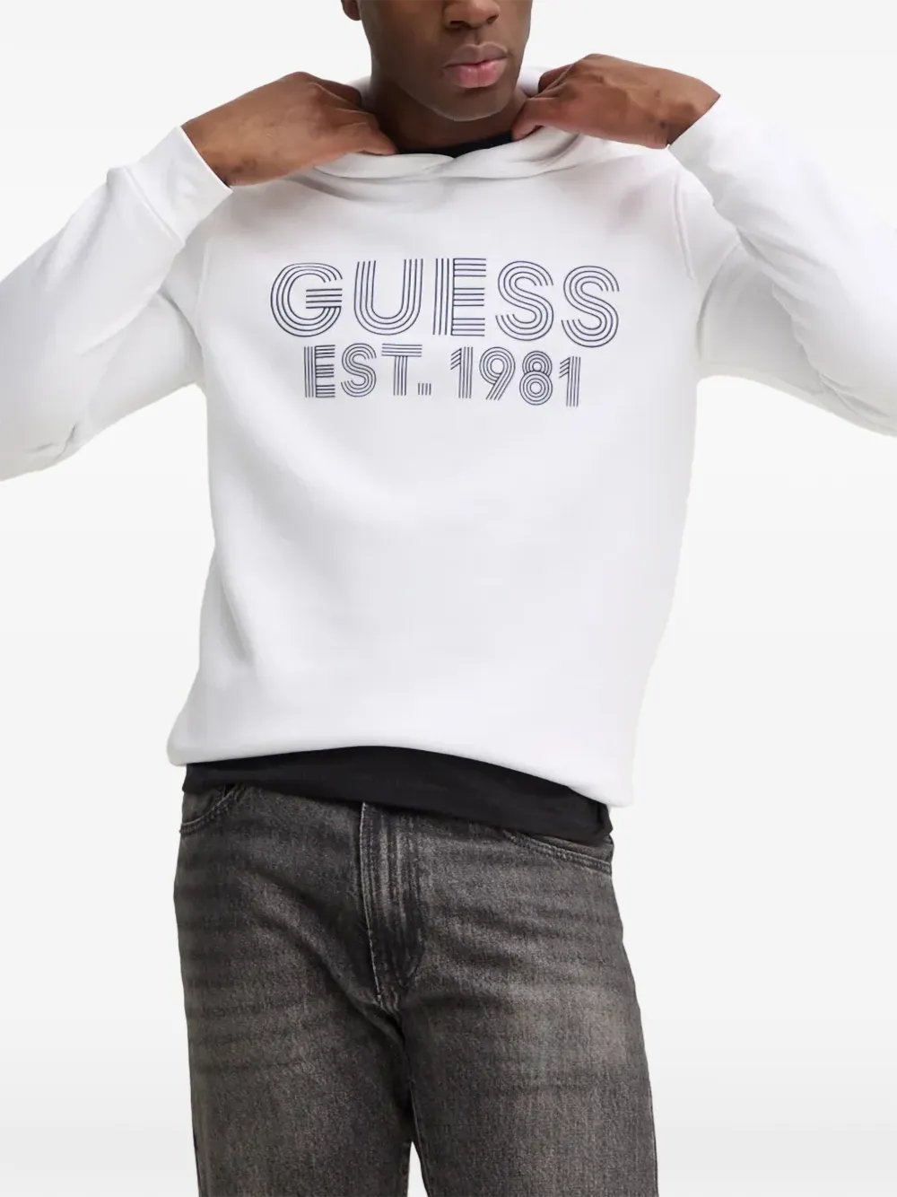 GUESS USA logo-print hoodie - Bianco