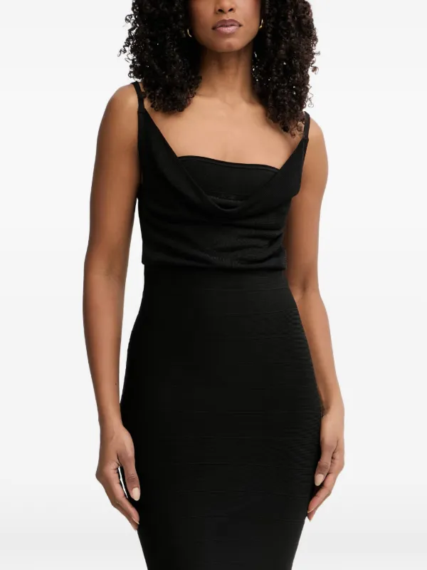 guess bandage bodycon dress GUESS Bandage Dress Striped Bodycon Cutout Back Black White Small Excellent