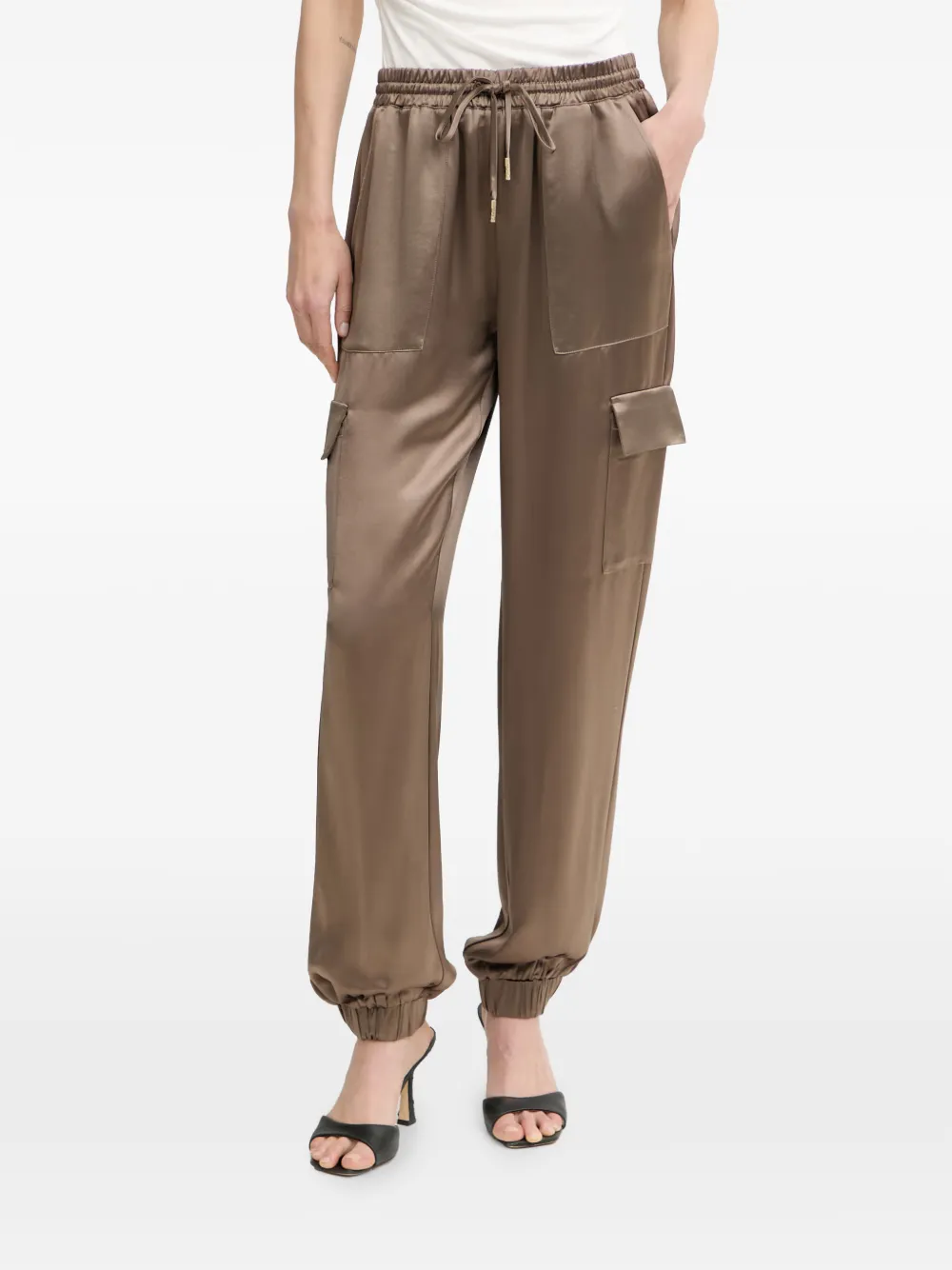GUESS USA Marzia satin track pants - Marrone