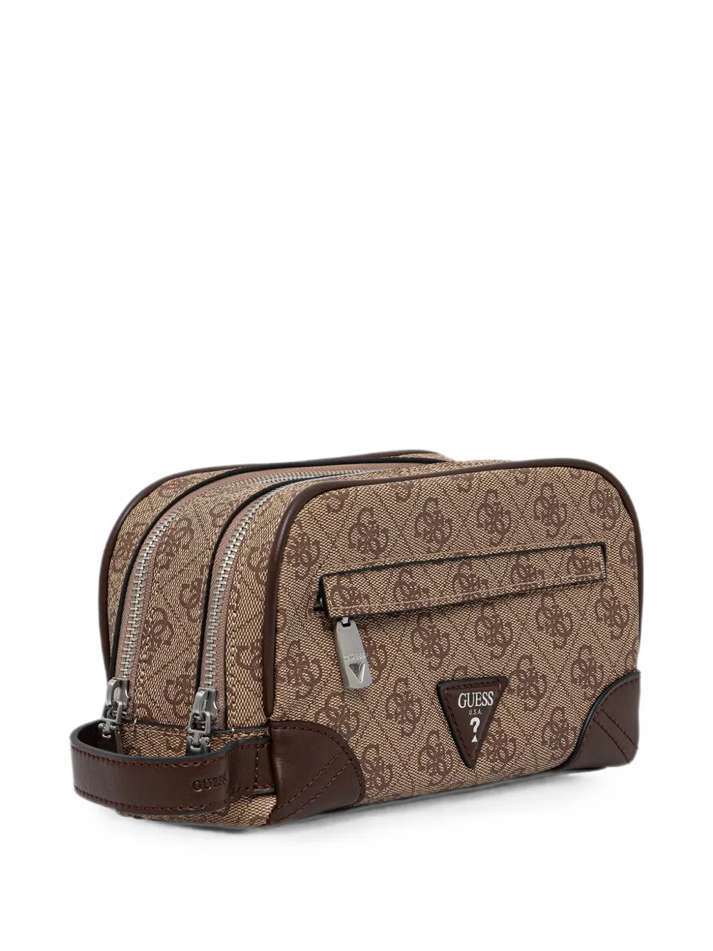 GUESS USA Toilettas met monogramprint Bruin