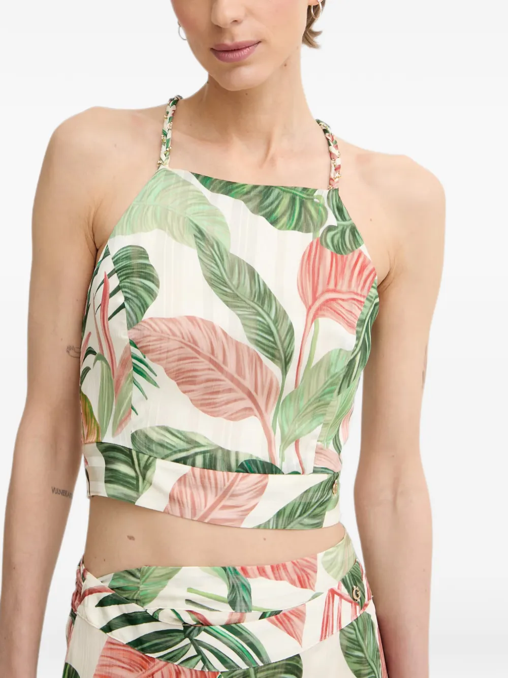 GUESS USA Cropped top met bloemen-print Beige