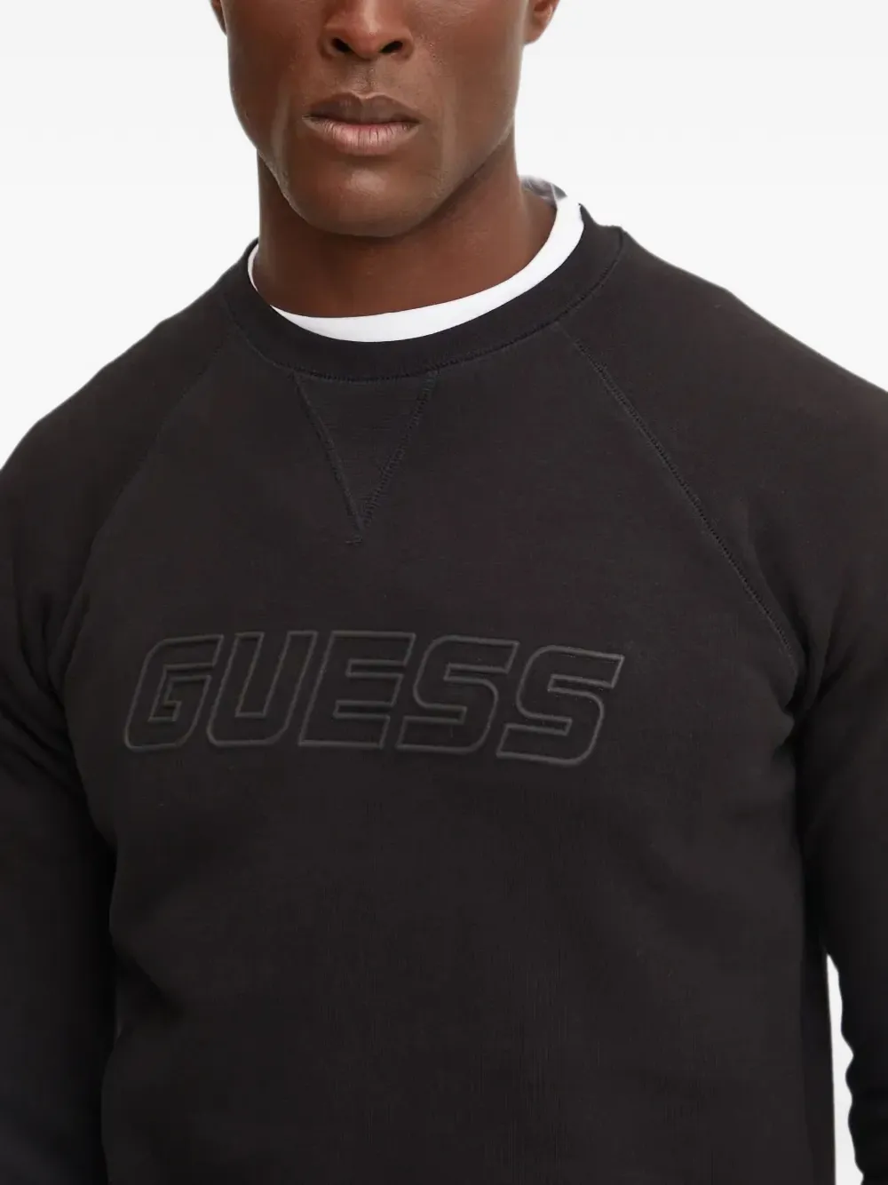 GUESS USA Sweater met logoprint en raglan mouwen Zwart