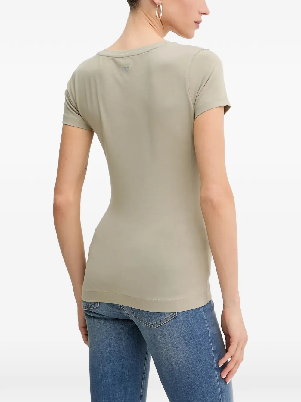GUESS USA T-shirt met bloemendetail en logo-print Beige