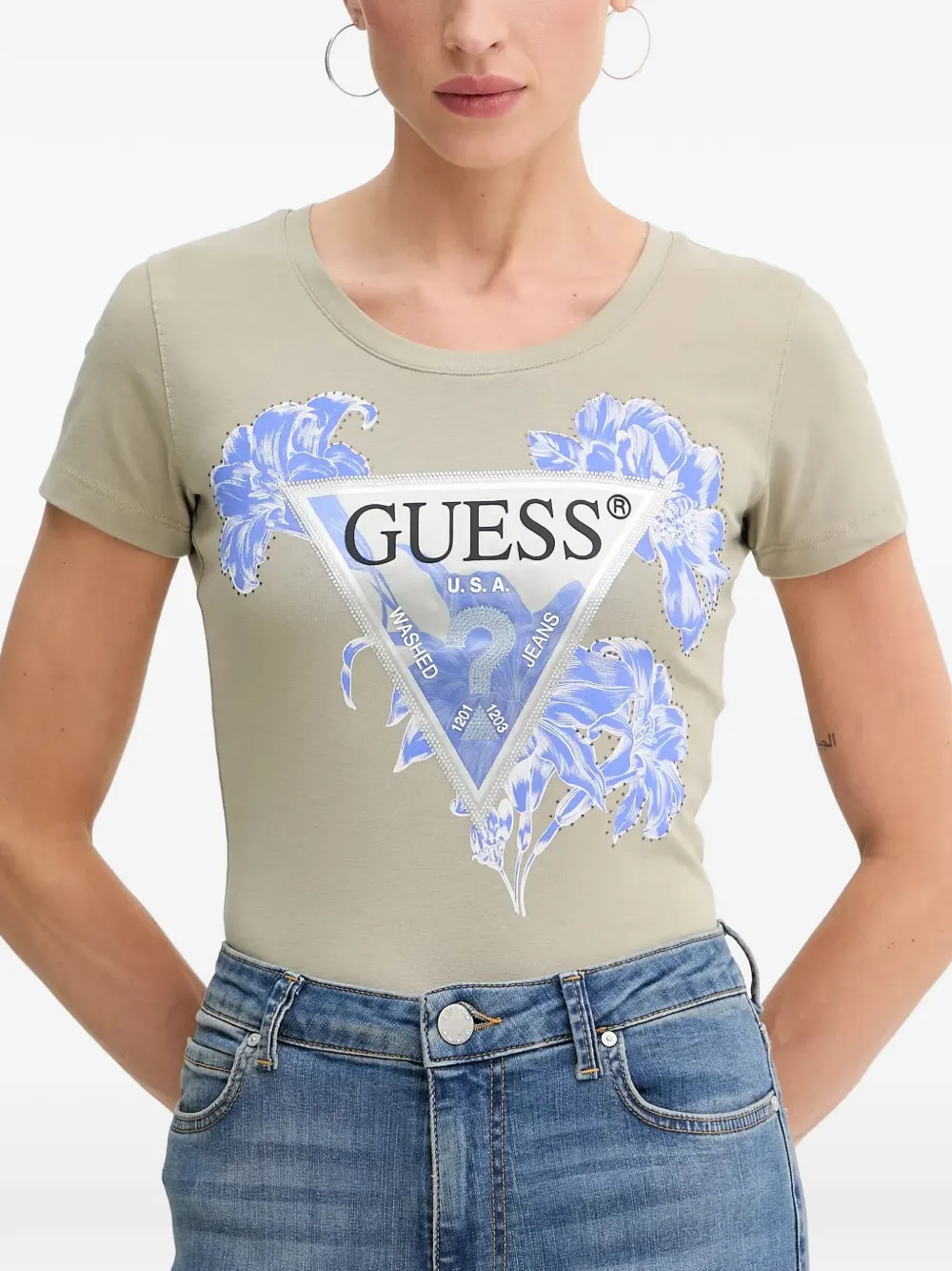 GUESS USA T-shirt con stampa - Toni neutri