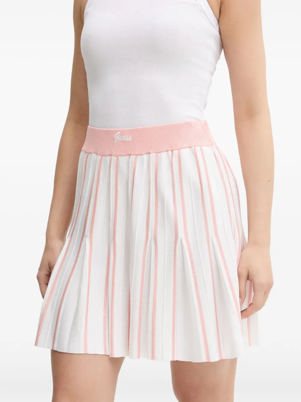 GUESS USA Gestreepte plooirok Wit