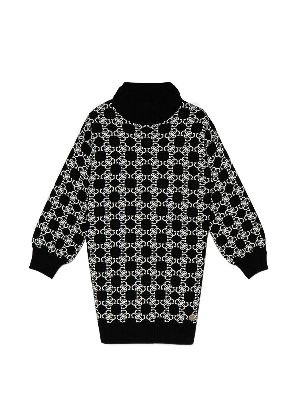 Guess kids logo-jacquard roll-neck mini dress Zwart