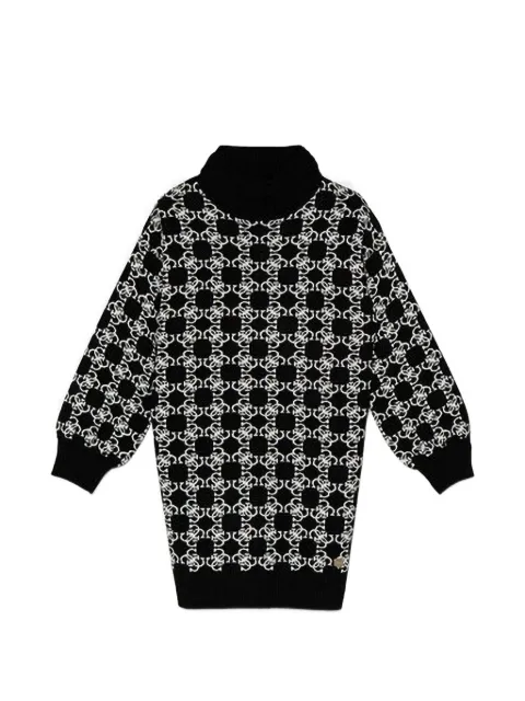 guess kids logo-jacquard roll-neck mini dress