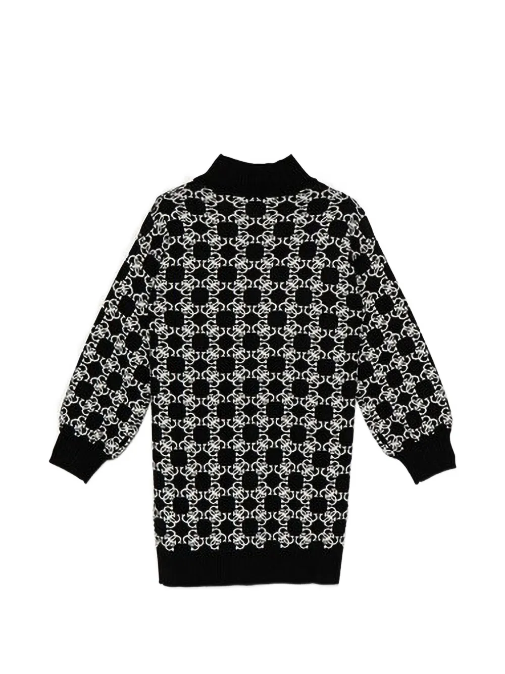 guess kids logo-jacquard roll-neck mini dress Zwart