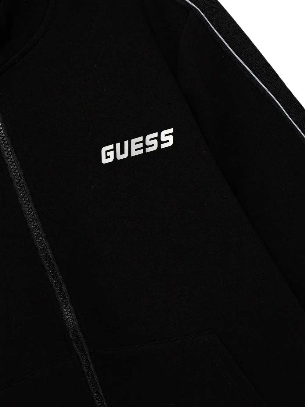 guess kids logo-print zip-up sweatshirt Zwart