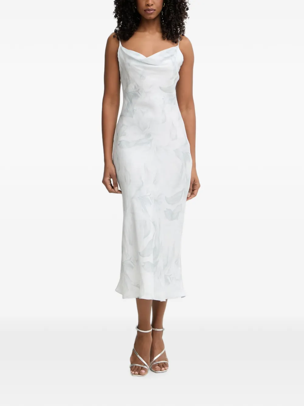GUESS USA Akilina floral-print cowl-neck midi dress - Bianco