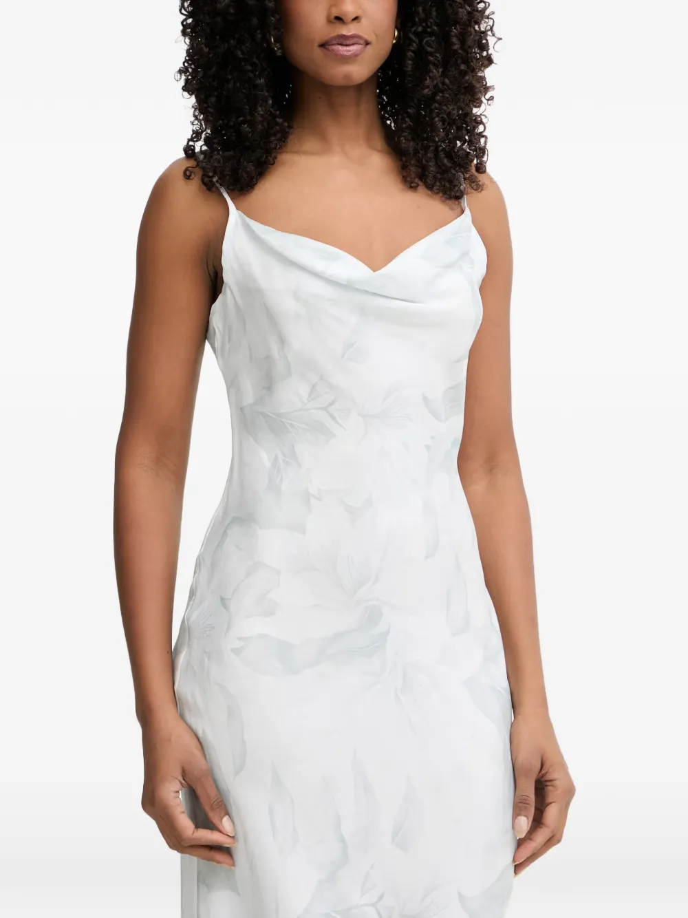 GUESS USA Akilina midi-jurk met bloemenprint en col Wit