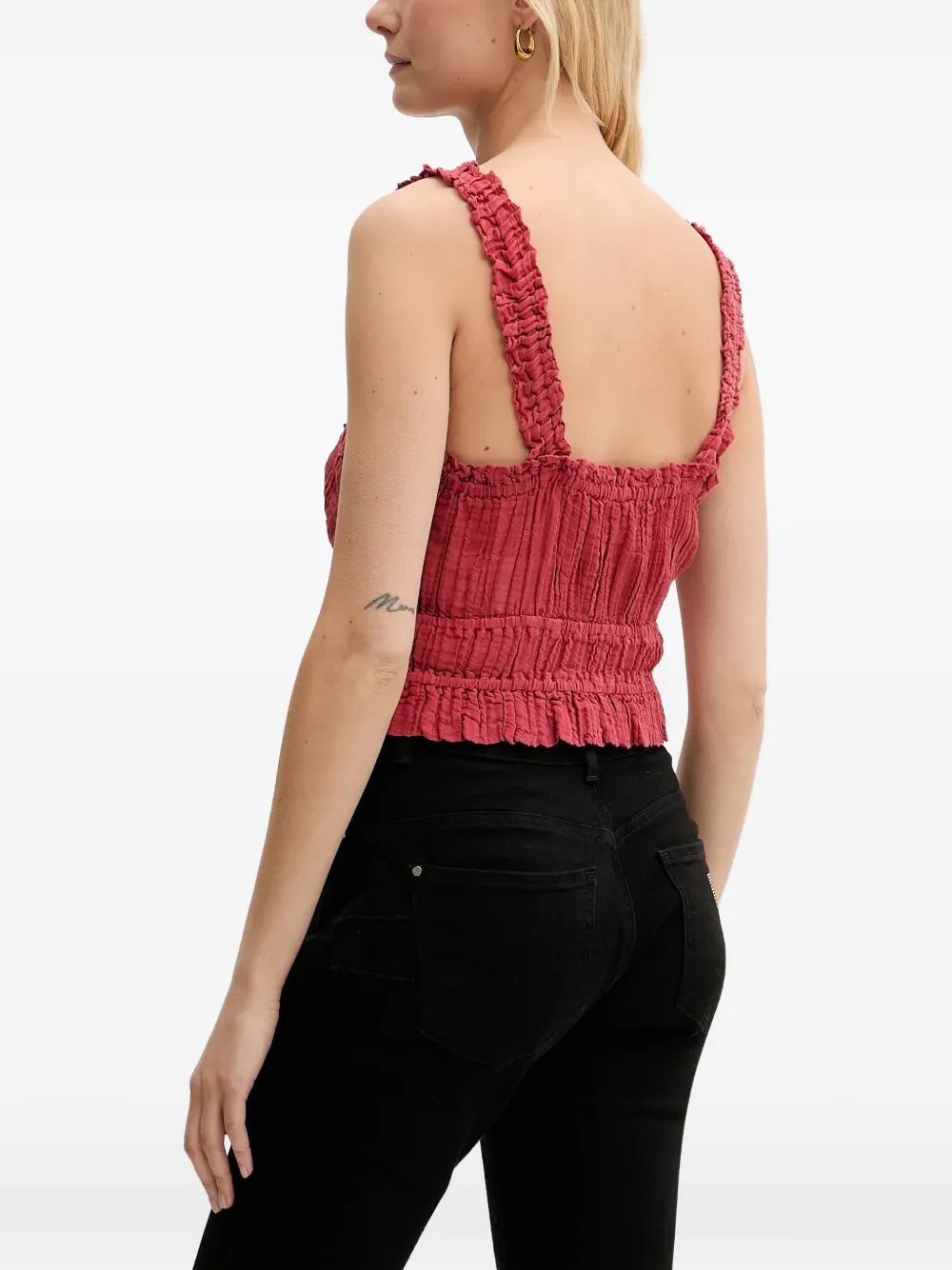 GUESS USA Reya gesmockte broderie anglaise top Rood