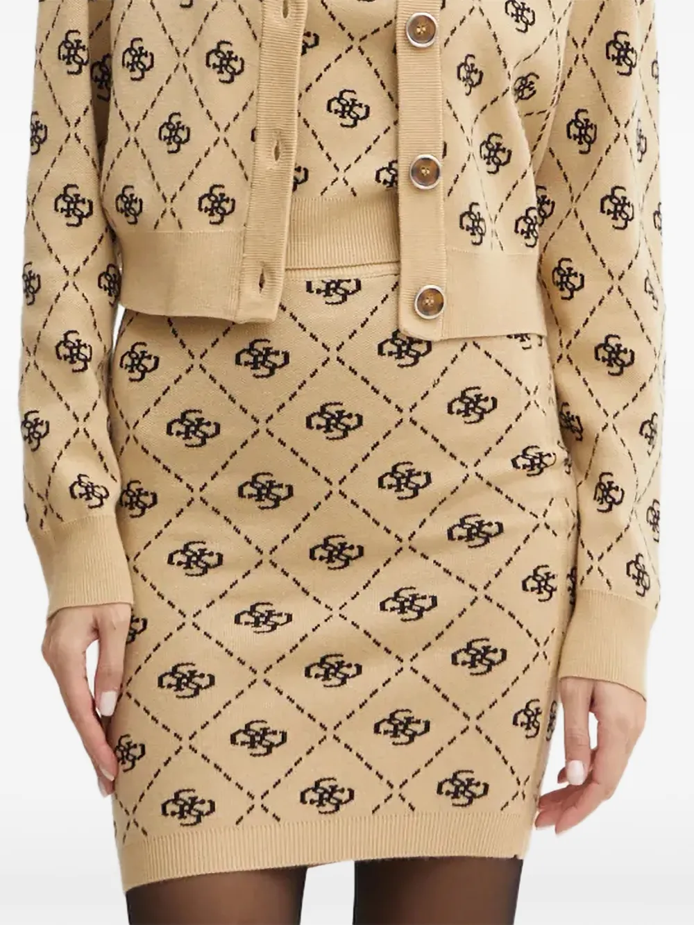 GUESS USA Sarah gebreide mini-rok met monogram Beige