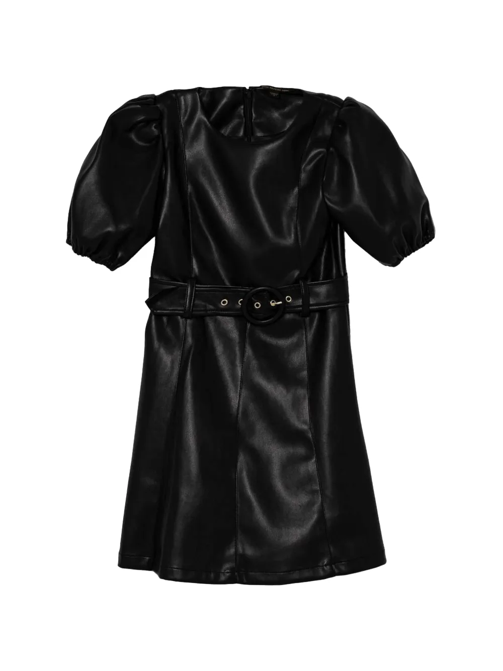 Guess kids belted puff-sleeve mini dress Zwart