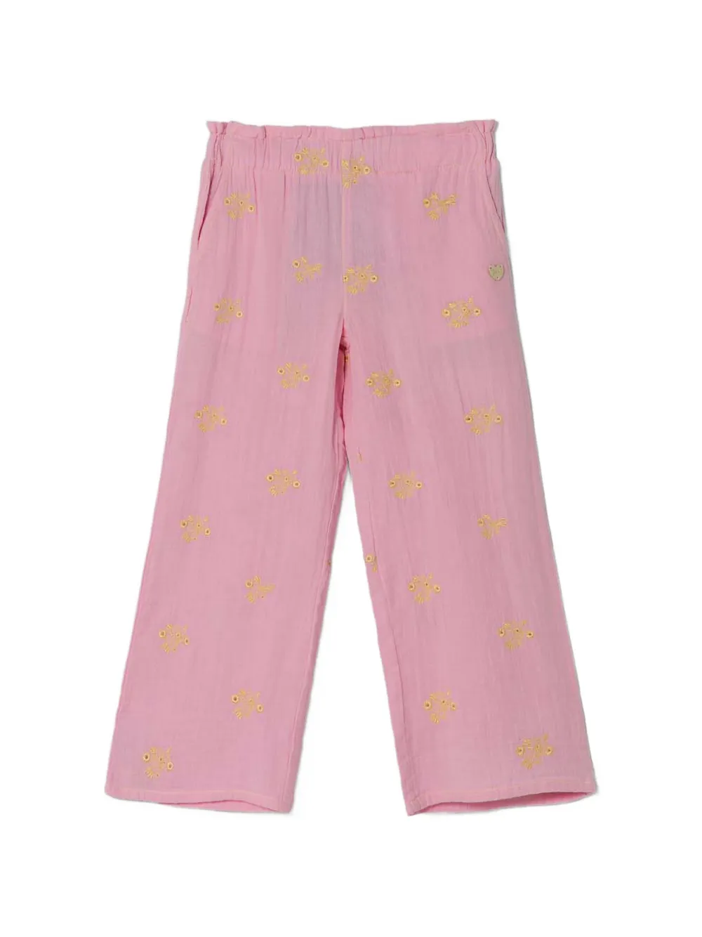 guess kids embroidered wide-leg trousers - Rosa