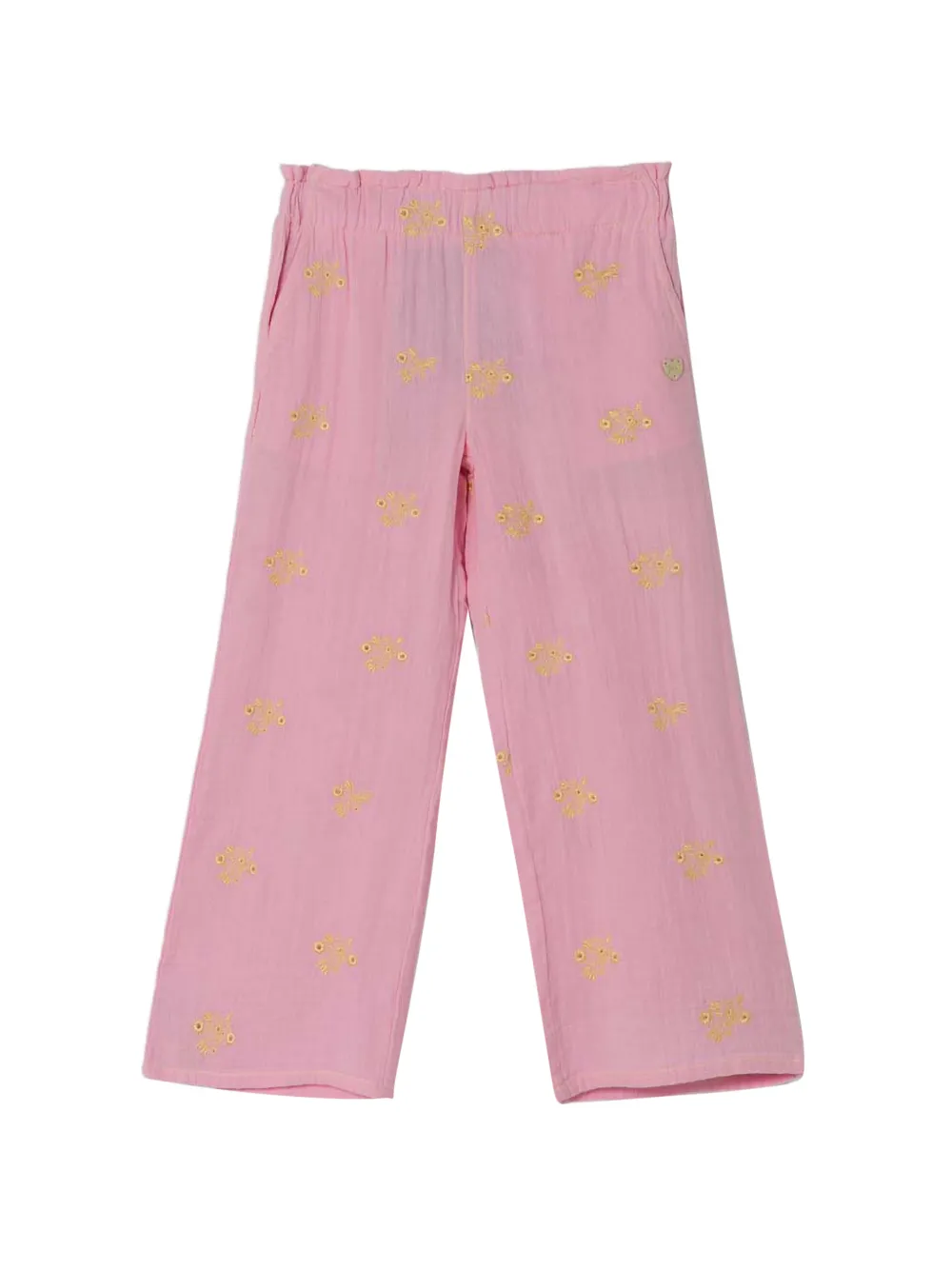 Guess kids embroidered wide-leg trousers Roze