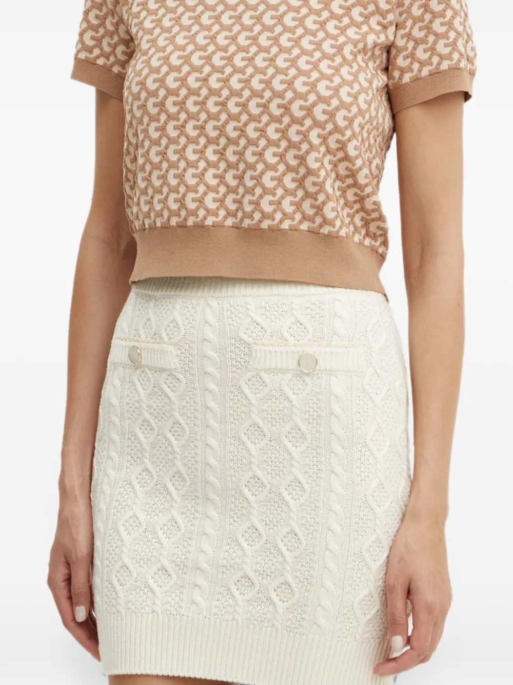 GUESS USA Kabelgebreide mini-rok Wit