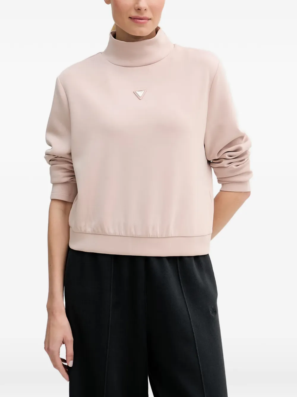 GUESS USA Olympe logo-plaque high-neck sweater - Rosa