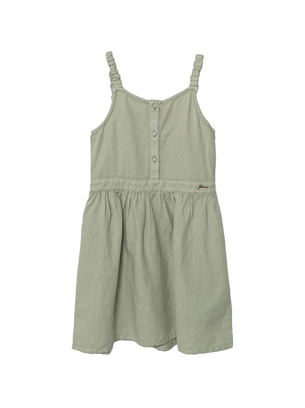 Guess kids button-up flared mini dress Groen
