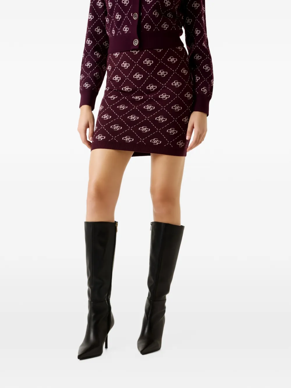GUESS USA Gebreide mini-rok met monogram Rood