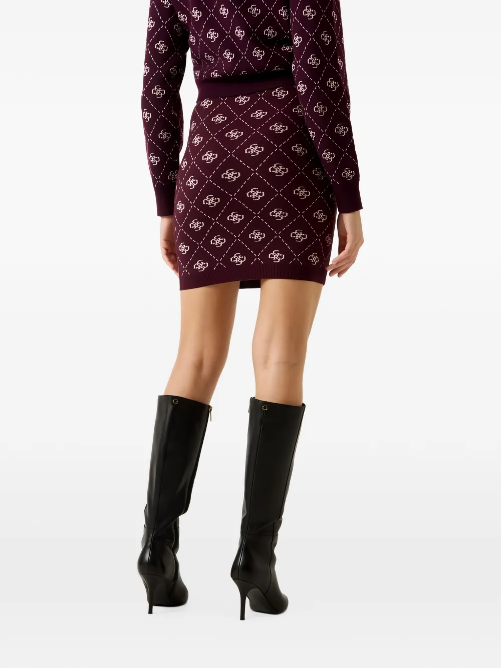 GUESS USA Gebreide mini-rok met monogram Rood