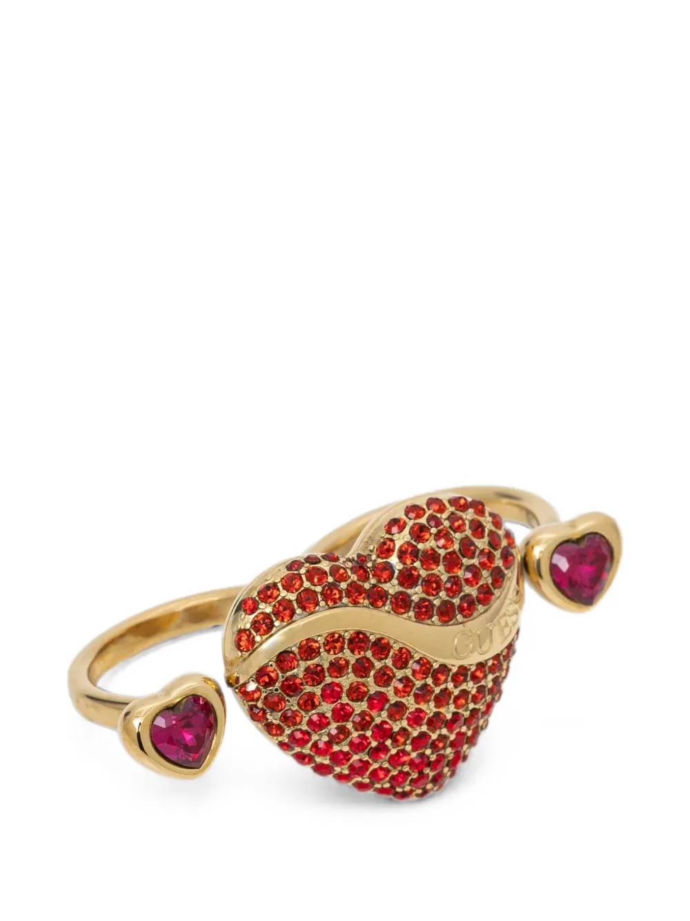 GUESS USA crystal-embellished heart-motif ring - Oro