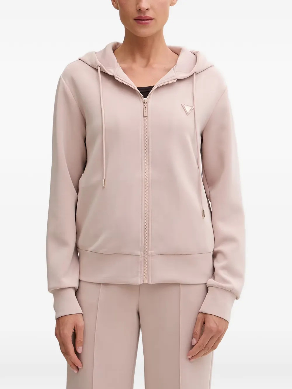 GUESS USA logo-plaque zip-up hoodie - Toni neutri