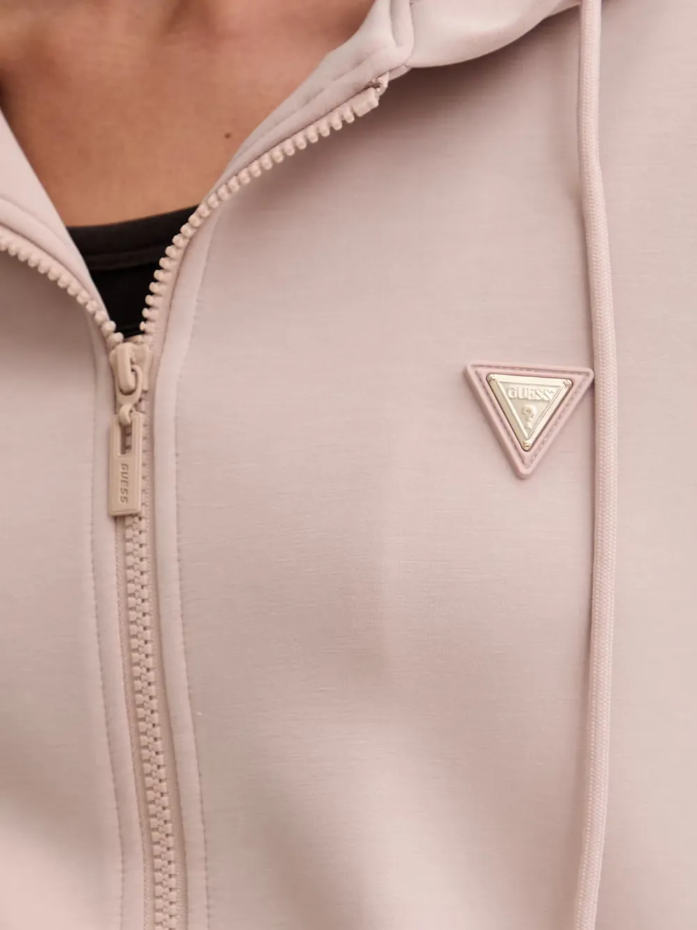 GUESS USA logo-plaque zip-up hoodie Beige