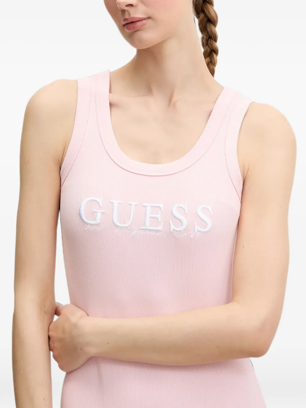 GUESS USA Sunflower geribbelde mini-jurk met geborduurd logo Roze