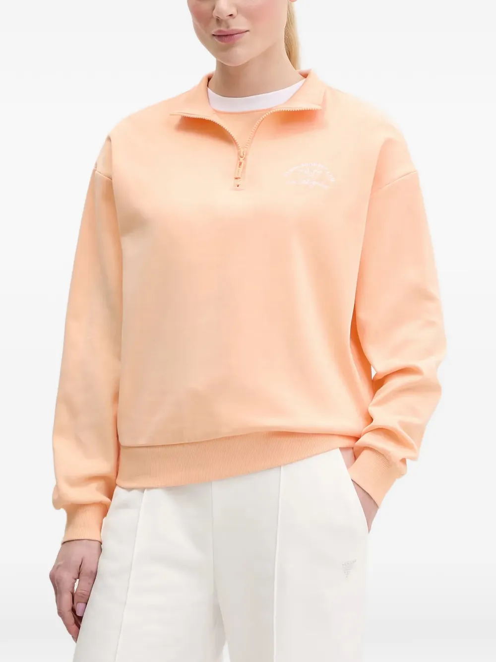 GUESS USA logo-print quarter-zip sweatshirt - Arancione