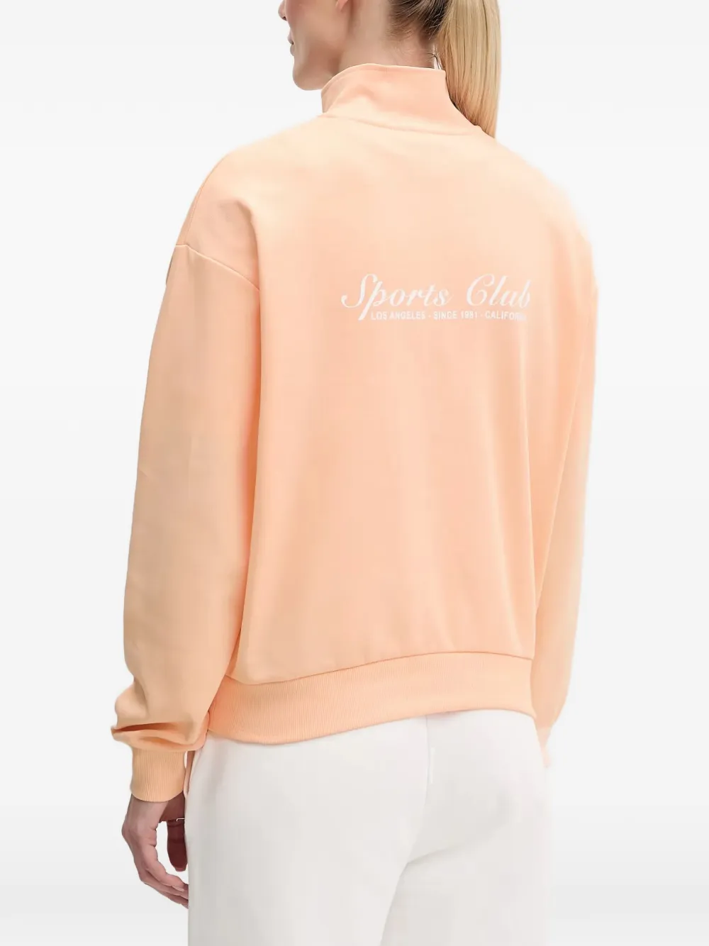 GUESS USA Sweater met logopatch en kwart rits Oranje