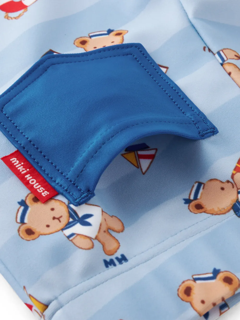 Miki House Gestreepte shorts met beerprint Blauw