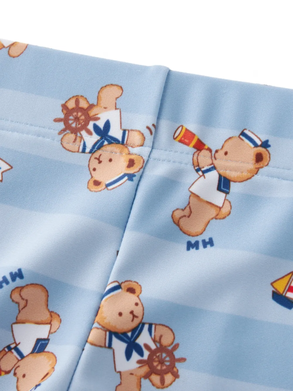 Miki House Gestreepte shorts met beerprint Blauw