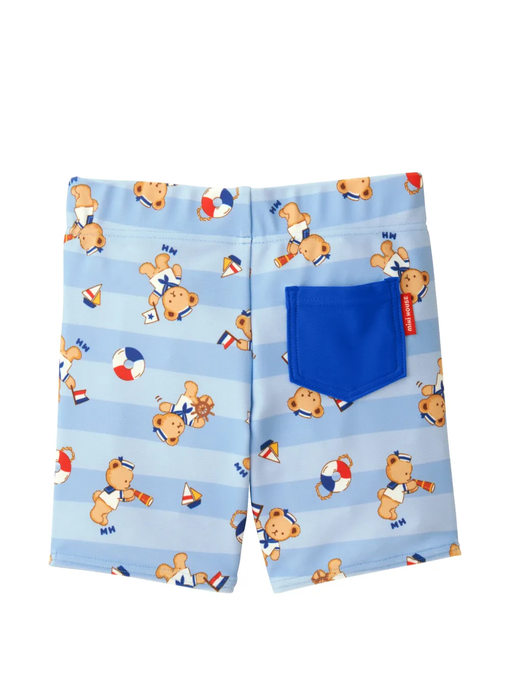 Miki House Gestreepte shorts met beerprint Blauw