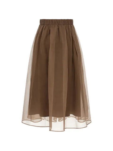 Brunello Cucinelli Circle pleated silk midi skirt