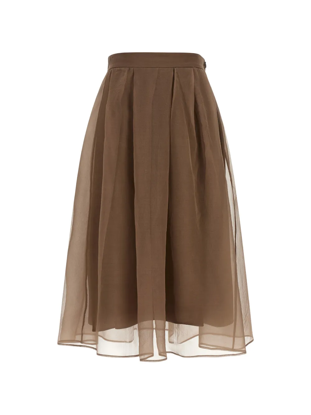 Brunello Cucinelli Circle zijden midi-plooirok Bruin