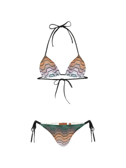 Missoni Greek-motif lamé bikini