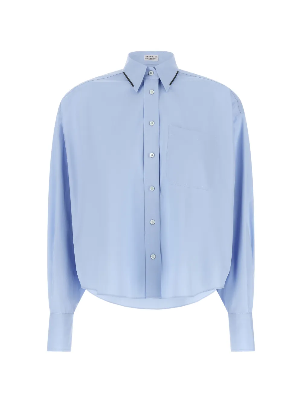 Brunello Cucinelli Monile-trim cropped shirt - Blu