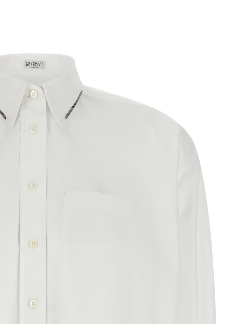 Brunello Cucinelli Cropped blouse met monile afwerking Wit