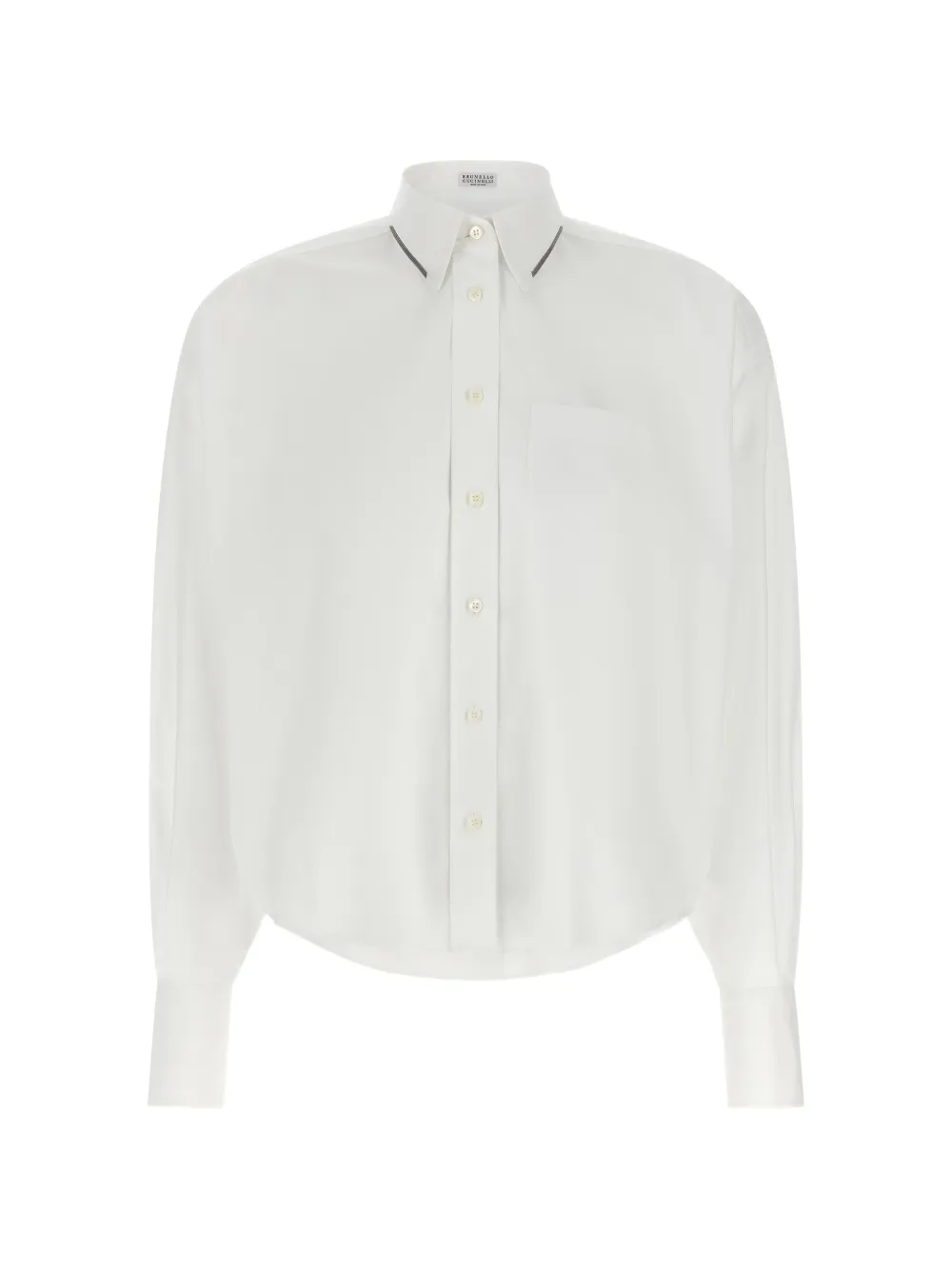Brunello Cucinelli Monile-trim cropped shirt - Bianco