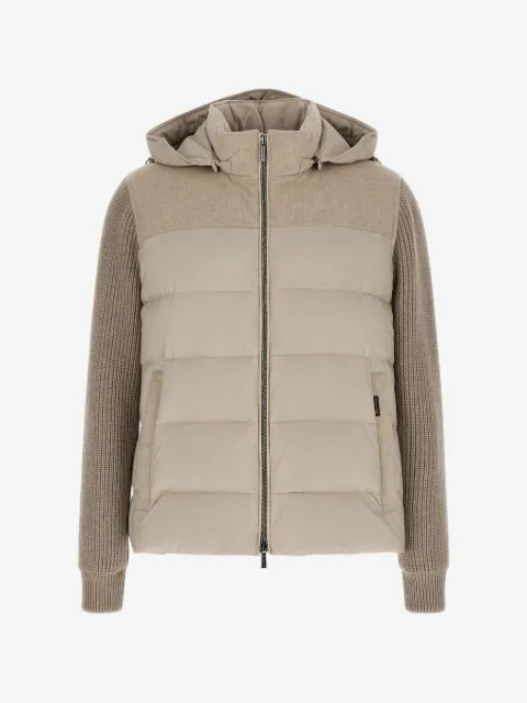 Moorer quilted panelled hooded jacket