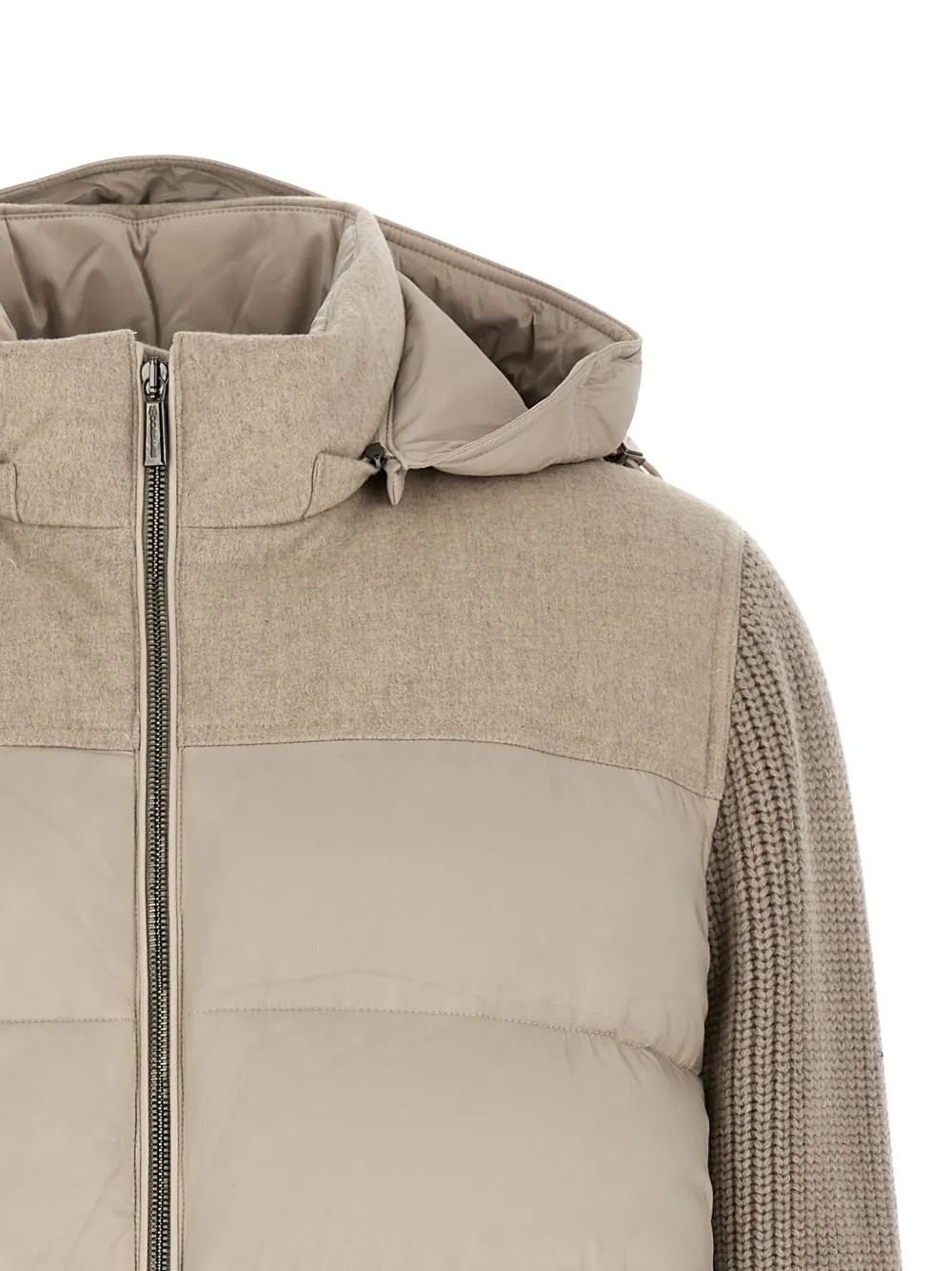 Moorer Gewatteerd jack met capuchon en vlakken Beige