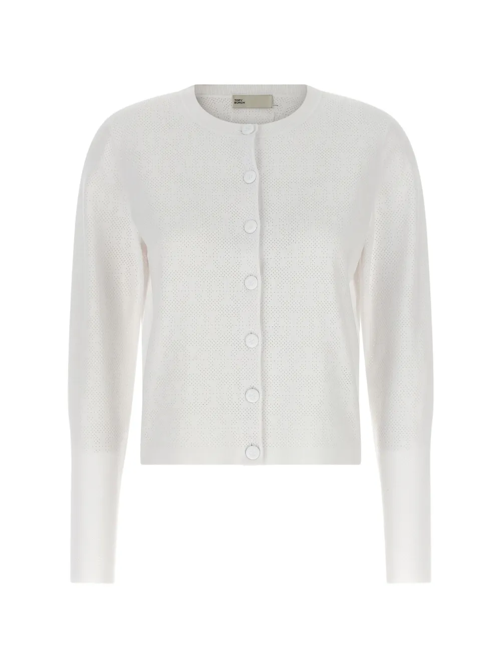 Tory Burch pointelle crew-neck cardigan - White