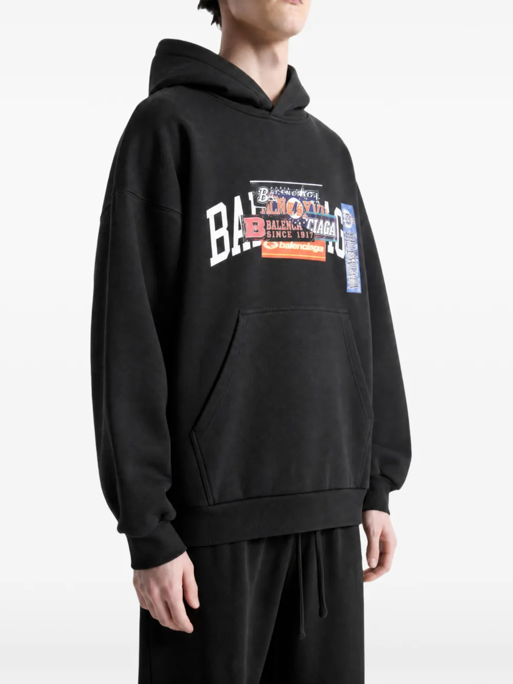 Balenciaga Katoenen hoodie met logoprint Zwart