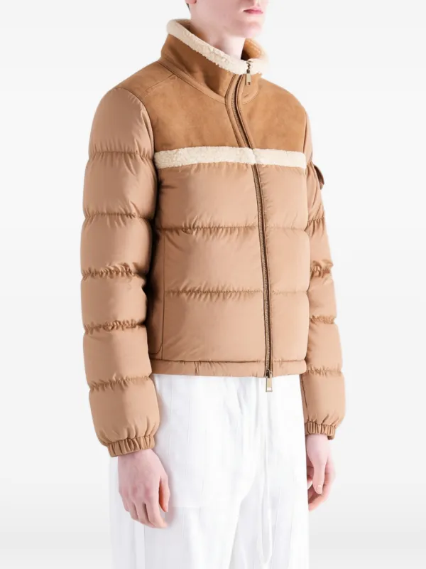 Moncler Aurore shearling-trim Panelled Jacket | Neutrals | FARFETCH