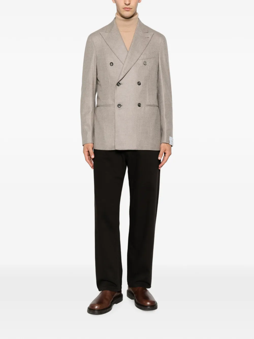 Caruso Aida blazer met dubbele rij knopen Beige
