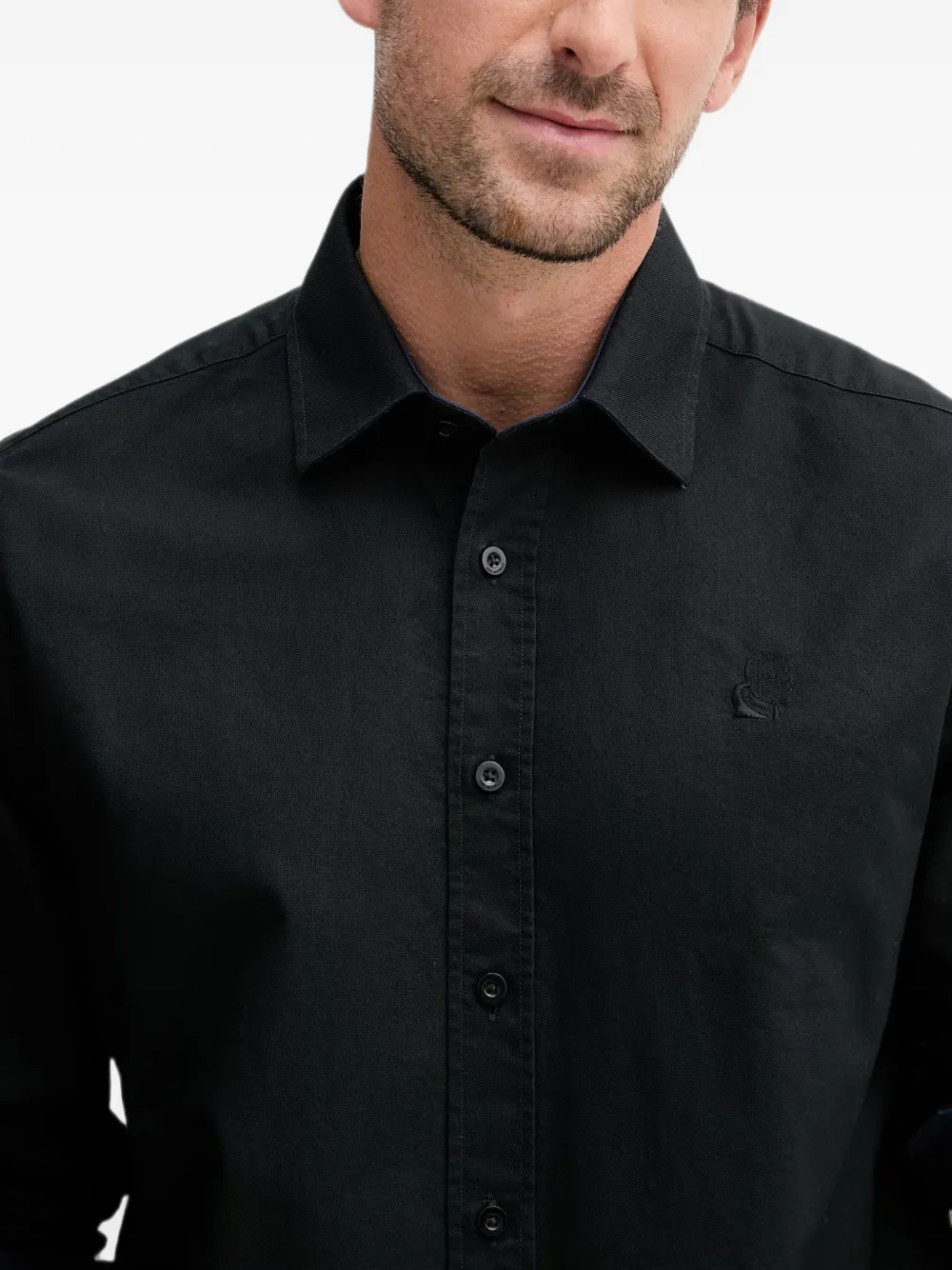 Karl Lagerfeld Katoenen button-down overhemd met geborduurd logo Zwart