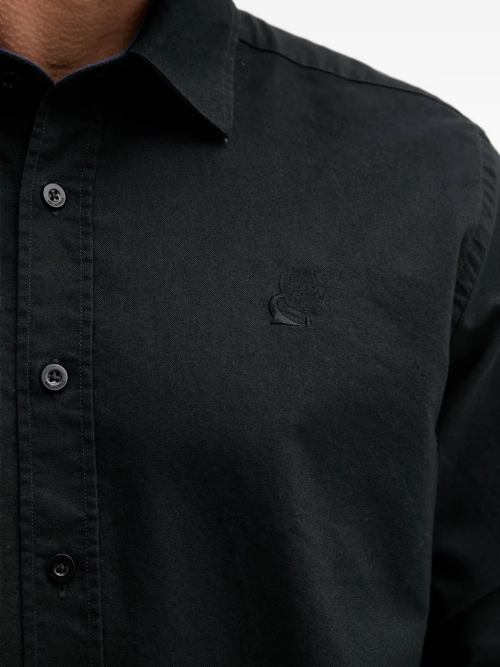 Karl Lagerfeld Katoenen button-down overhemd met geborduurd logo Zwart
